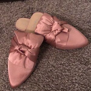 Pink satin mules
